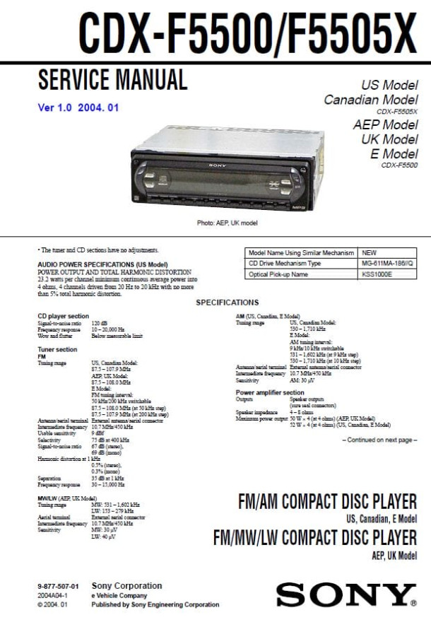 CDX-F5500, CDX-F5505X Ver.1.0